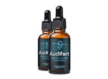 Two Audifort dropper bottles side by side, the 2-bottle package